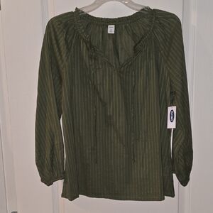OldNavy Olive Green Striped Women's Top XS NWT